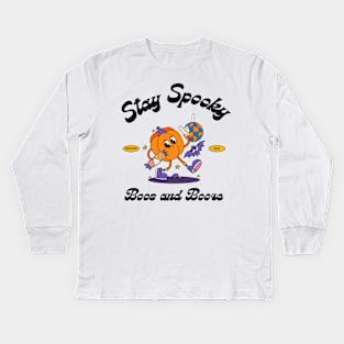 Stay Spooky Boos and Booze Halloween Kids Long Sleeve T-Shirt